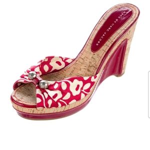 Marc Jacobs Red Poppy print cork wedge in size US 6